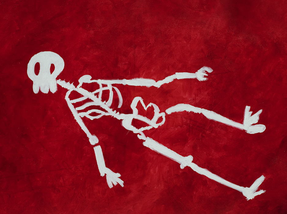 Skeleton on Red